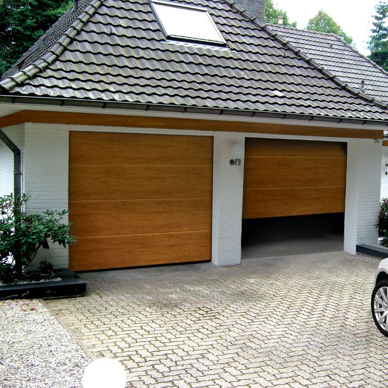Double garageport brun